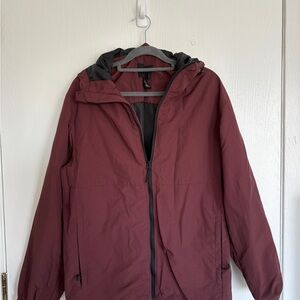 H&M Men's Maroon Hooded Raincoat